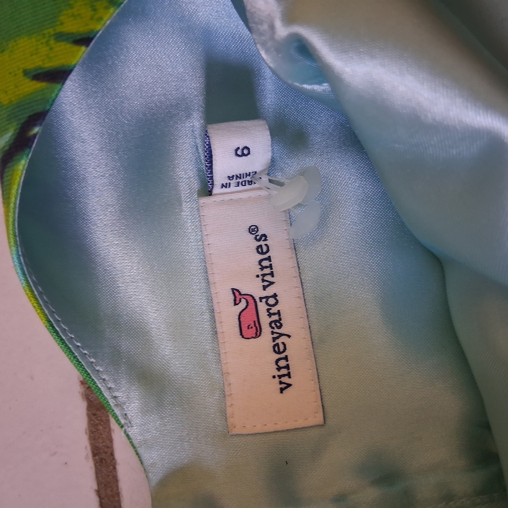 Vineyard Vines Green Leaf Midi Dress Silk Blend - Picture 10 of 13